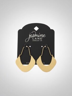 Jasmine Lane Gold Brushed Geometric Drop Earrings Hypoallergenic Fashion Jewelry
